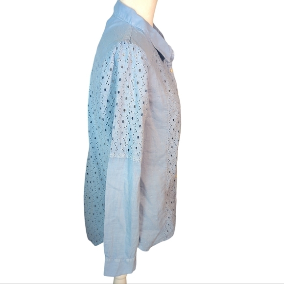 Sundance Sky Blue Eyelet Collected Memories Button Front Shirt cotton NWT. Sz S - Picture 2 of 10